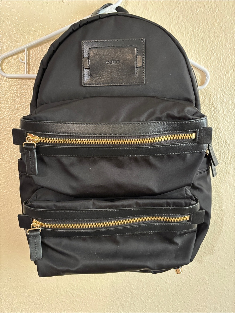 caraa Black Backpack with Gold Zippers